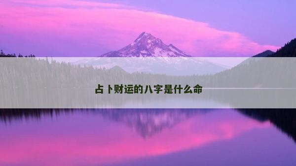占卜財運的八字是什么命