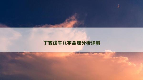 丁亥戊午八字命理分析詳解