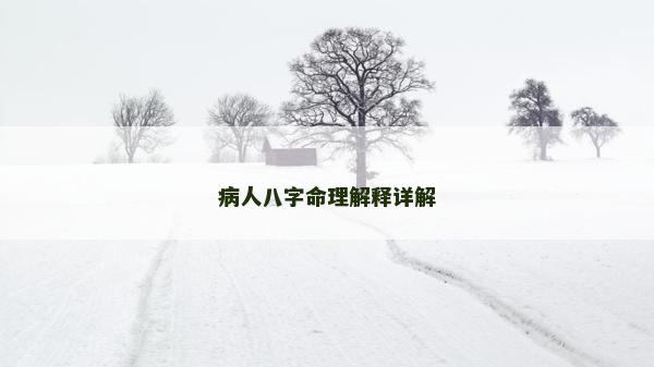 病人八字命理解釋詳解