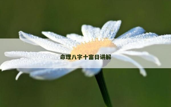 命理八字十富日講解