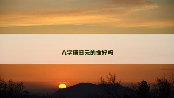 八字庚日元的命好嗎