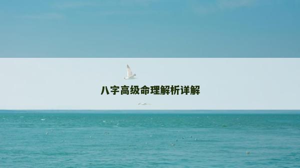 八字高級(jí)命理解析詳解