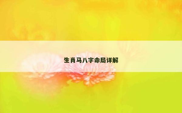 生肖馬八字命局詳解