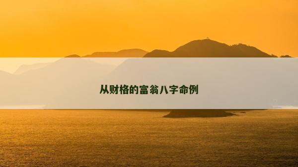 從財(cái)格的富翁八字命例