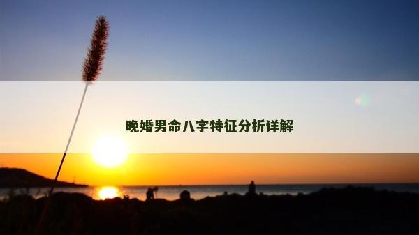 晚婚男命八字特征分析詳解