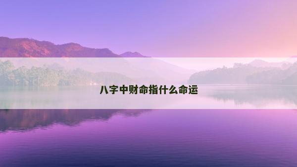 八字中財(cái)命指什么命運(yùn)
