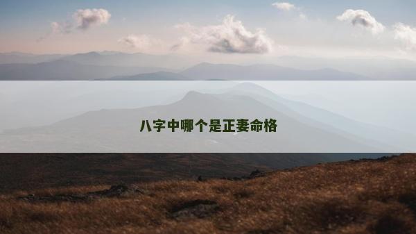 八字中哪個是正妻命格
