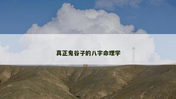真正鬼谷子的八字命理學