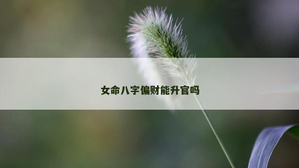 女命八字偏財能升官嗎
