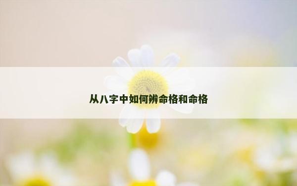 從八字中如何辨命格和命格