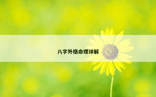八字外格命理詳解 八字外格命理詳解