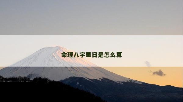 命理八字里日是怎么算