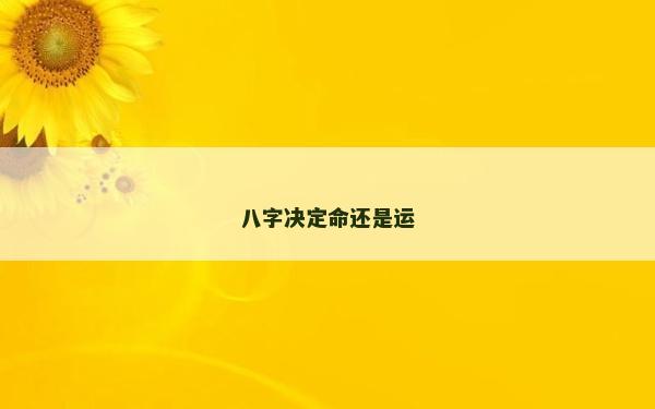 八字決定命還是運