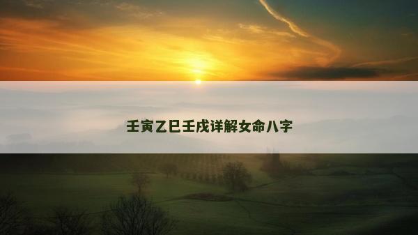 壬寅乙巳壬戌詳解女命八字