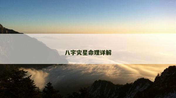 八字災星命理詳解