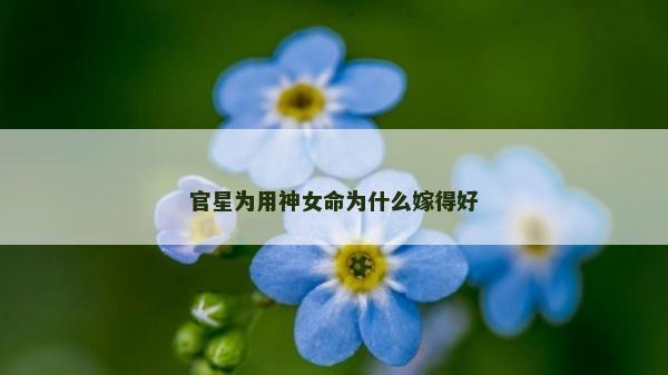 官星為用神女命為什么嫁得好