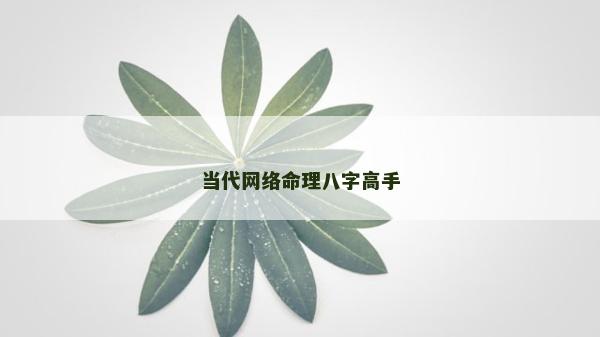 當代網絡命理八字高手