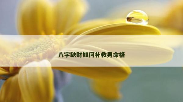 八字缺財如何補救男命格