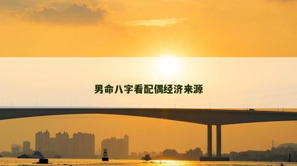 男命八字看配偶經濟來源