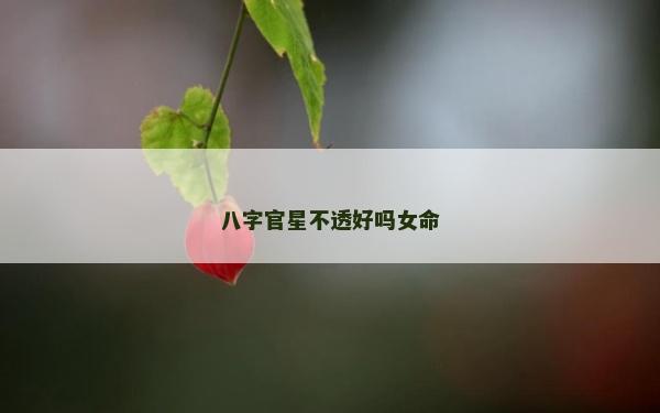 八字官星不透好嗎女命