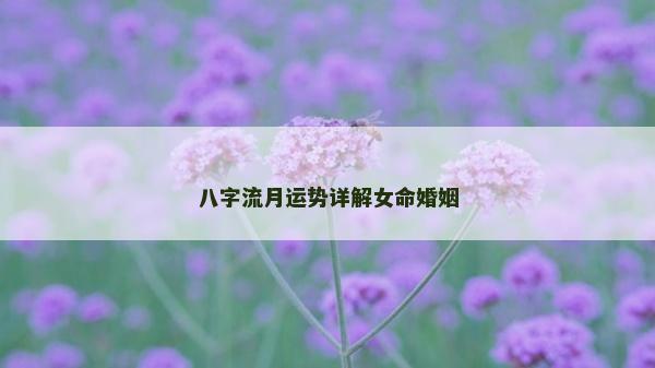 八字流月運勢詳解女命婚姻