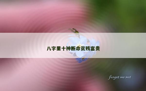 八字里十神斷命貧賤富貴