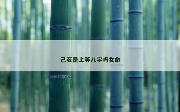 己亥是上等八字嗎女命 己亥是上等八字嗎女命