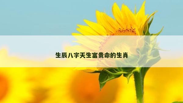 生辰八字天生富貴命的生肖