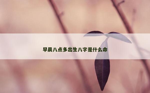 早晨八點多出生八字是什么命