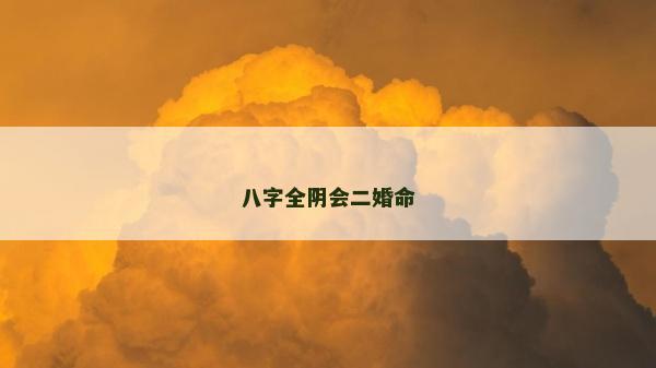 八字全陰會二婚命