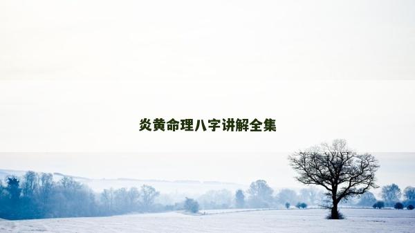 炎黃命理八字講解全集