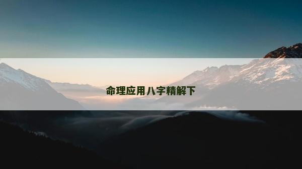 命理應用八字精解下 命理應用八字精解下