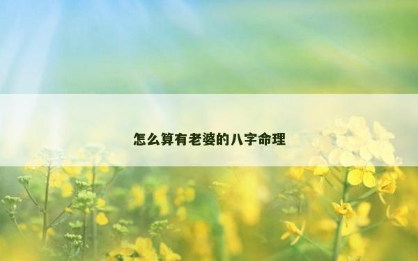 怎么算有老婆的八字命理