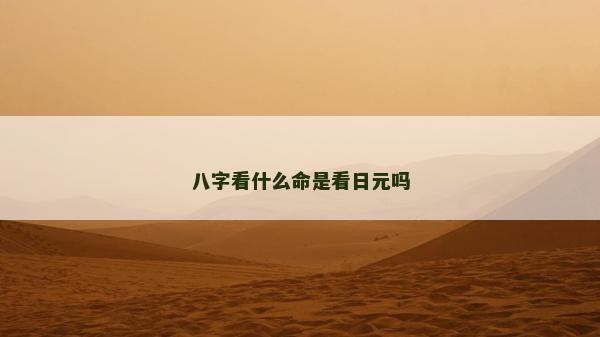 八字看什么命是看日元嗎