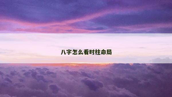 八字怎么看時柱命局