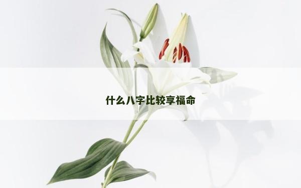 什么八字比較享福命