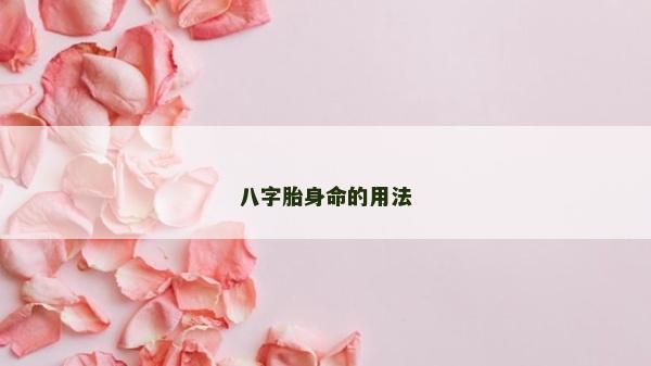 八字胎身命的用法