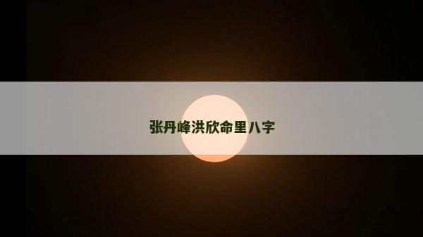 張丹峰洪欣命里八字