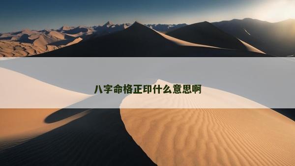 八字命格正印什么意思啊