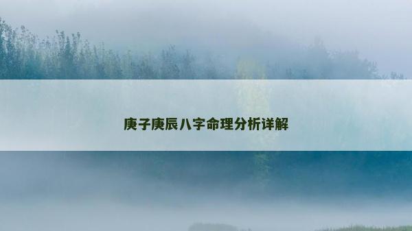 庚子庚辰八字命理分析詳解