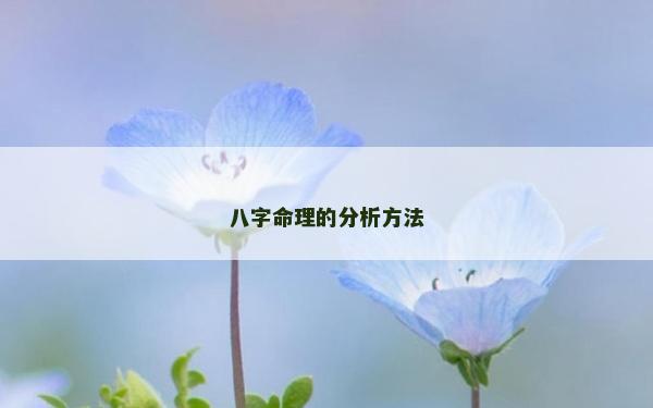 八字命理的分析方法