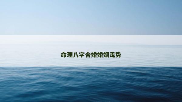 命理八字合婚婚姻走勢