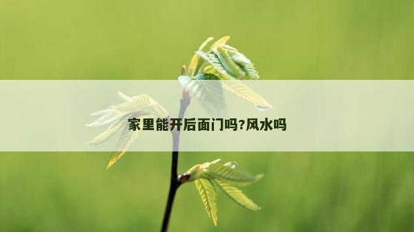 家里能開后面門嗎?風水嗎