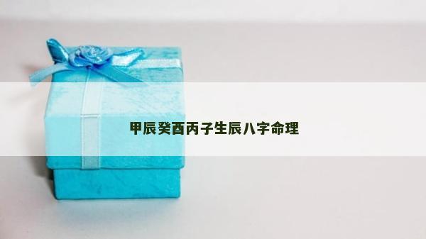甲辰癸酉丙子生辰八字命理 甲辰癸酉丙子生辰八字命理