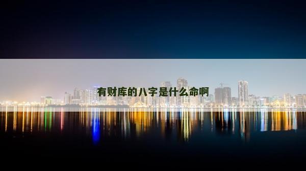 有財庫的八字是什么命啊
