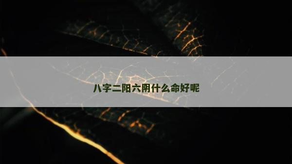 八字二陽六陰什么命好呢