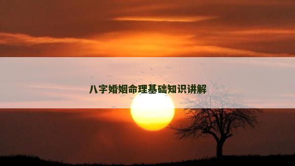 八字婚姻命理基礎知識講解