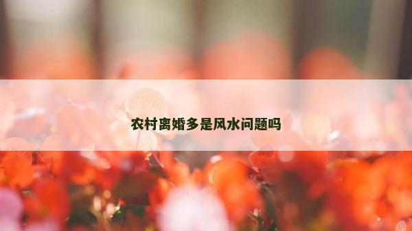 農(nóng)村離婚多是風(fēng)水問題嗎