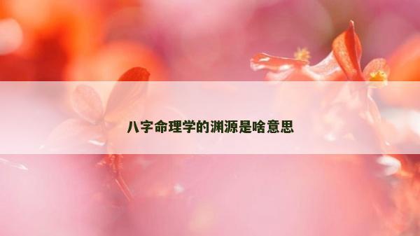 八字命理學(xué)的淵源是啥意思