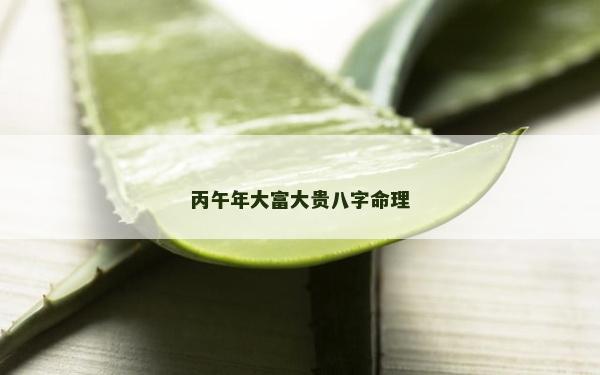 丙午年大富大貴八字命理